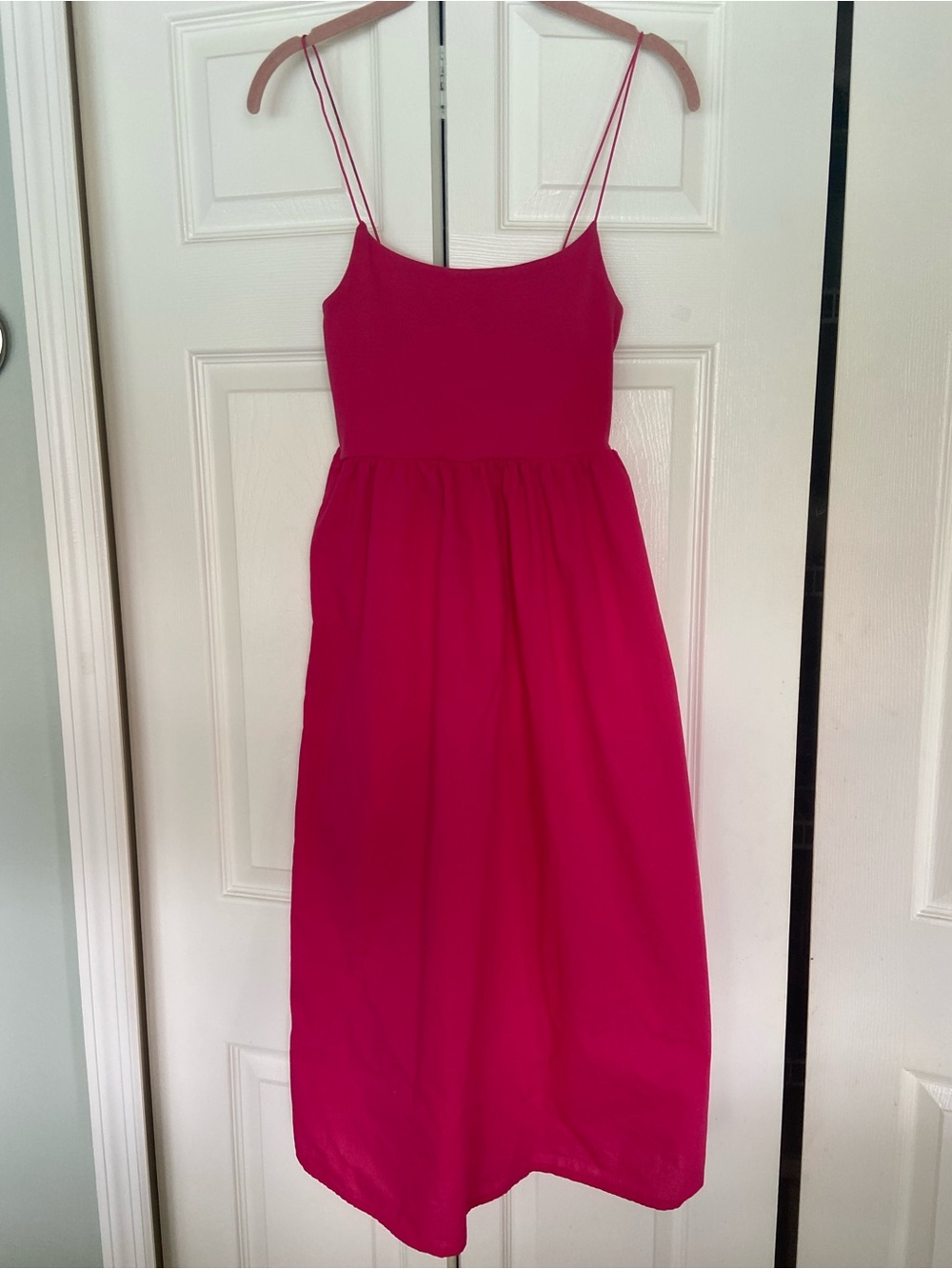 Zara Bright Hot Pink Spaghetti-Strap Casual Dress